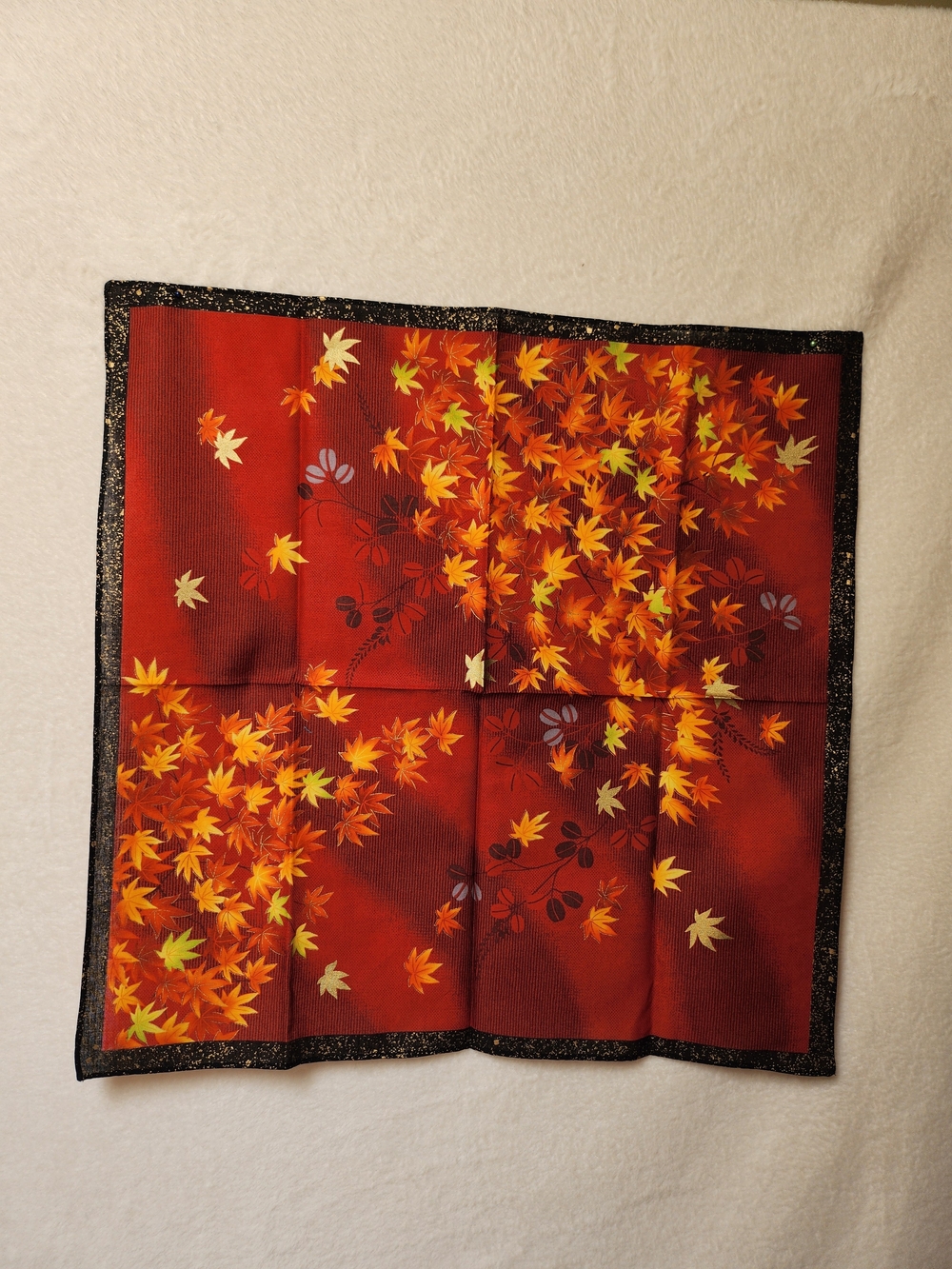 Vintage Japanese Matsumi Craft Autumn Maple Leaf Cotton Furoshiki Cloth